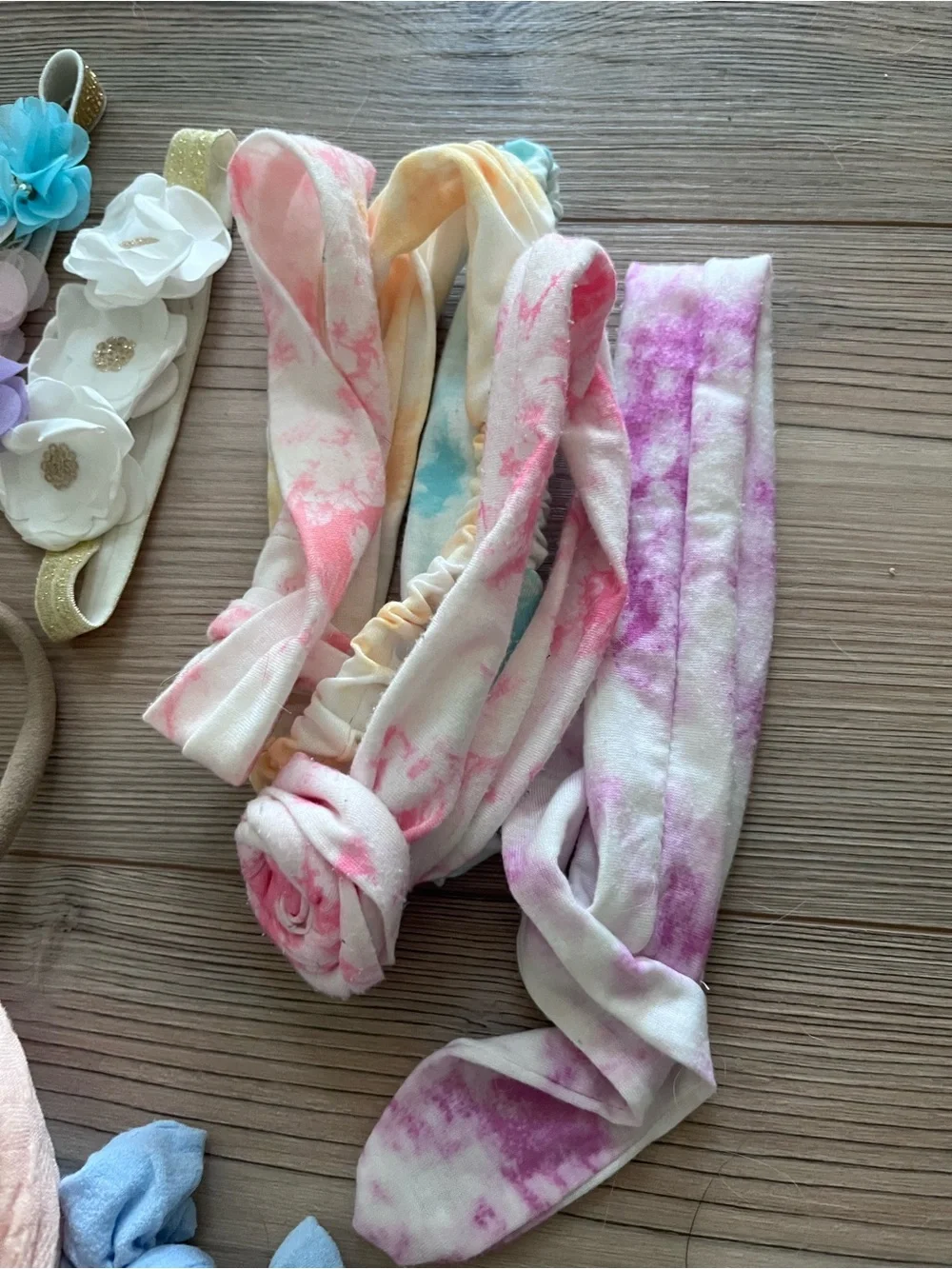 Baby Girl’s Floral & Bow Headband Set - Pink, White, Blue, Purple